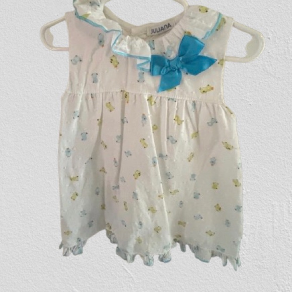Baby Girls Little Chick Dress Spring Dress Toddler Outfit Easter Turquoise Bow